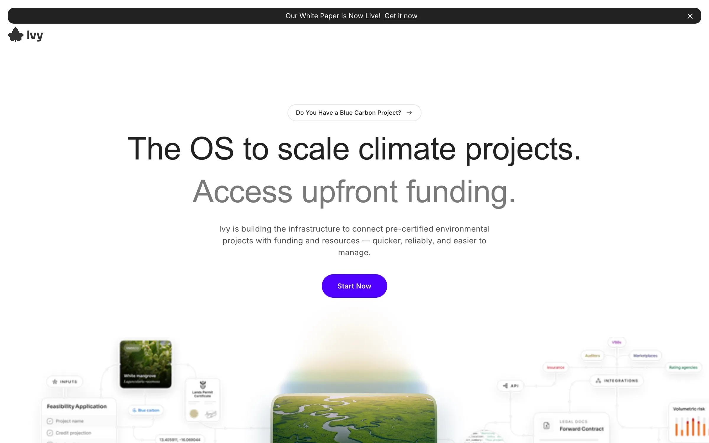 The ivy.protocol website hero: The OS to scale climate projects